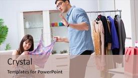  Presentation with helping - Cool new theme with boutique consultant - shop assistant helping woman backdrop and a coral colored foreground