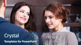  Presentation with two people talking - Presentation featuring boutique consultant - two wonderful women talk background and a ocean colored foreground