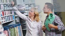  Presentation with boutique - PPT layouts having boutique consultant - young couple choosing business suit background and a  colored foreground