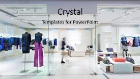  Presentation with boutique - Slide set consisting of boutique display window with mannequins background and a light gray colored foreground