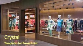  Presentation with boutique - Colorful PPT layouts enhanced with boutique display window with mannequins backdrop and a tawny brown colored foreground