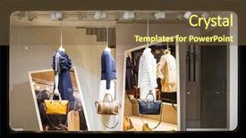  Presentation with boutique - Colorful PPT theme enhanced with boutique fashion display window backdrop and a tawny brown colored foreground