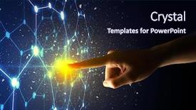  Presentation with finger - Audience pleasing presentation theme consisting of female finger touching a beam backdrop and a wine colored foreground