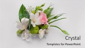  Presentation with pink rose - Slides featuring boutonniere with pink rose and white freesia for groom background and a light gray colored foreground