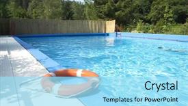  Presentation with god saving people - Beautiful slide set featuring life-buoy near the swimming backdrop and a  colored foreground