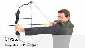  Presentation with shooting - Presentation theme enhanced with bow and arrow on white background and a white colored foreground