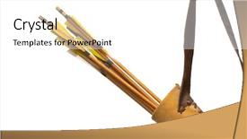  Presentation with leather - Slide set featuring bow arrow - quiver made of leather background and a white colored foreground
