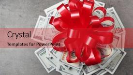 Presentation with gift - Slides having bow as gift on grey background and a  colored foreground
