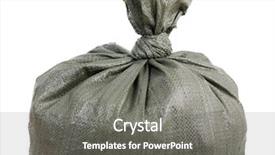  Presentation with garbage - Colorful theme enhanced with bow knot tied full burlap gift garbage sack bag backdrop and a gray colored foreground