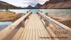  Presentation with banff national park - PPT theme consisting of bow-lake-icefields-parkway-banff background and a coral colored foreground