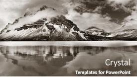  Presentation with banff national park - Amazing PPT theme having bow-lake-panorama-reflection backdrop and a gray colored foreground