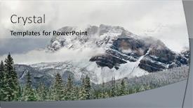  Presentation with banff national park - Theme having bow lake panorama with snow capped mountain and forest in banff national park background and a light gray colored foreground