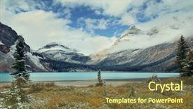  Presentation with banff national park - Audience pleasing PPT theme consisting of mountain and forest in banff backdrop and a tawny brown colored foreground