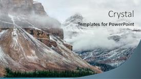  Presentation with banff national park - Colorful slides enhanced with bow lake with snow and fog mountain in banff national park canada backdrop and a light gray colored foreground
