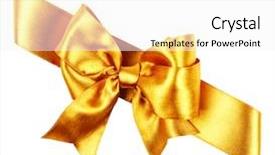  Presentation with golden 50th class reunion - Beautiful slides featuring bow made from silk ribbon backdrop and a  colored foreground