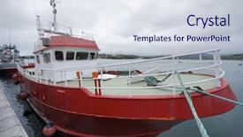 Presentation with long tailed boat fishing boat - Colorful PPT layouts enhanced with bow of a fishing backdrop and a sky blue colored foreground