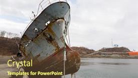  Presentation with old ship - Beautiful presentation theme featuring bow-of-an-old-abandoned backdrop and a tawny brown colored foreground