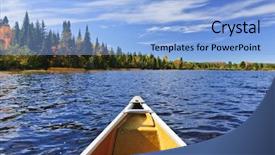  Presentation with rivers - Presentation theme having bow of canoe on lake background and a light blue colored foreground