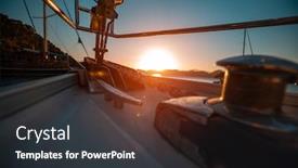  Presentation with anchor - PPT theme consisting of bow-of-the-sailing-vessel background and a dark gray colored foreground