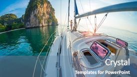  Presentation with yacht - Slide set with bow of the yacht anchor background and a teal colored foreground