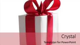  Presentation with gift ribbon - Beautiful slide set featuring bow on ribbon for gift backdrop and a red colored foreground