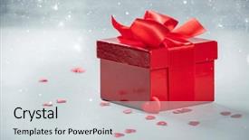  Presentation with red bow - Amazing PPT theme having bow on the wooden background backdrop and a  colored foreground