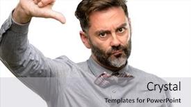  Presentation with vernier caliper bearing isolated - PPT theme featuring bow tie showing thumbs down background and a  colored foreground