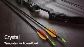  Presentation with bow and arrows for archery - Beautiful PPT theme featuring bow with arrows on table backdrop and a tawny brown colored foreground