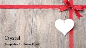  Presentation with red bow - Amazing theme having bow with heart over wood backdrop and a light gray colored foreground