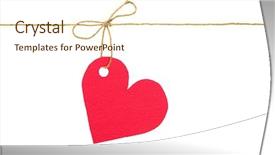 Presentation with red bow - PPT theme having bow with red tag heart background and a cream colored foreground