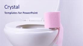  Presentation with toilet - Presentation design featuring bowel - toilet paper on a toilet background and a sky blue colored foreground