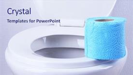  Presentation with toilet - PPT theme featuring bowel - toilet paper on a toilet background and a sky blue colored foreground