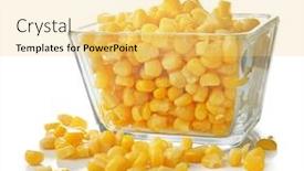  Presentation with corn - PPT theme with bowl and canned corn kernels on white background background and a yellow colored foreground