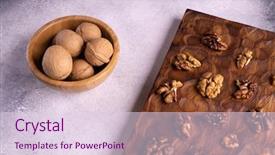  Presentation with seeds - Presentation design featuring bowl and on wooden carved background and a lemonade colored foreground