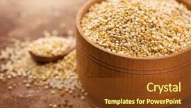  Presentation with quinoa - Amazing PPT theme having bowl and spoon gluten free backdrop and a tawny brown colored foreground