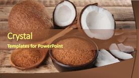  Presentation with coconut shell - Slide deck having bowl and spoon of coconut background and a tawny brown colored foreground