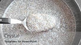  Presentation with pudding - Slides having bowl and spoon with chia seed pudding closeup background and a light gray colored foreground