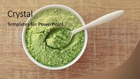  Presentation with sport nutrition whey protein powder - Audience pleasing PPT theme consisting of bowl and spoon with wheat backdrop and a  colored foreground