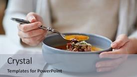  Presentation with food - Cool new theme with bowl at cafe or restaurant backdrop and a light gray colored foreground