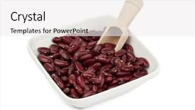  Presentation with kidney - PPT layouts consisting of square white bowl filled with kidney beans wooden shovel inside isolated on white background and a white colored foreground