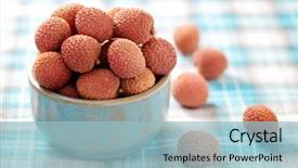  Presentation with bowl - Theme having bowl full of delicious lychee background and a light blue colored foreground