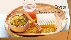  Presentation with honey bee - Amazing slide set having bowl full of bee pollen backdrop and a coral colored foreground