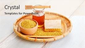  Presentation with honey bee - Amazing slide deck having bowl full of bee pollen backdrop and a lemonade colored foreground