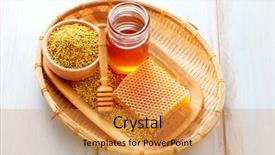  Presentation with comb bee - Beautiful PPT layouts featuring bowl full of bee pollen backdrop and a gold colored foreground
