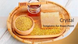  Presentation with honey bee - PPT theme featuring bowl full of bee pollen background and a yellow colored foreground