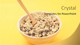  Presentation with healthy breakfast - Cool new presentation design with bowl-full-of-chocolate-musli backdrop and a yellow colored foreground