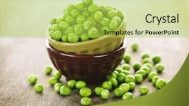  Presentation with peas - Beautiful slides featuring bowl full of fresh green organic green peas backdrop and a yellow colored foreground