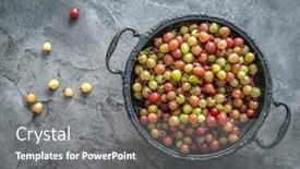  Presentation with bowl - PPT theme having bowl-full-of-fresh-ripe background and a gray colored foreground