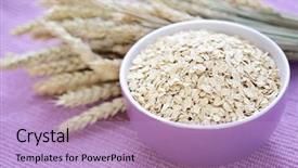  Presentation with oat - Slides with bowl full of oats - healthy background and a light blue colored foreground