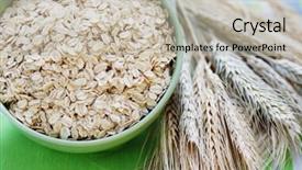  Presentation with healthy drink - PPT theme having bowl full of oats - healthy eating - food and drink background and a mint green colored foreground